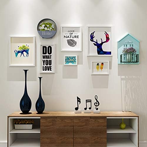 QJKai Nordic wood photo frame combination creative photo wall living room hanging wall decoration