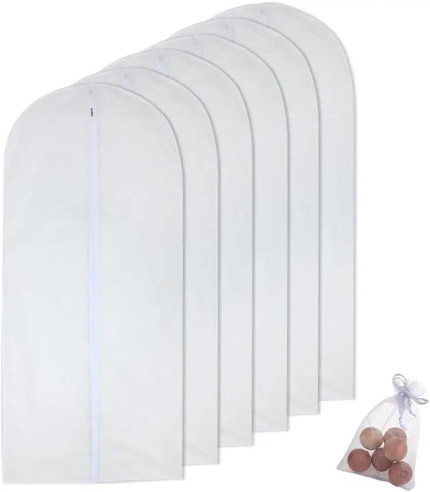 Garment Bag Clear for Long Dress 24'' x 54'' Garment Bags Dust Cover White Breathable Full Zipper for Clothes Closet