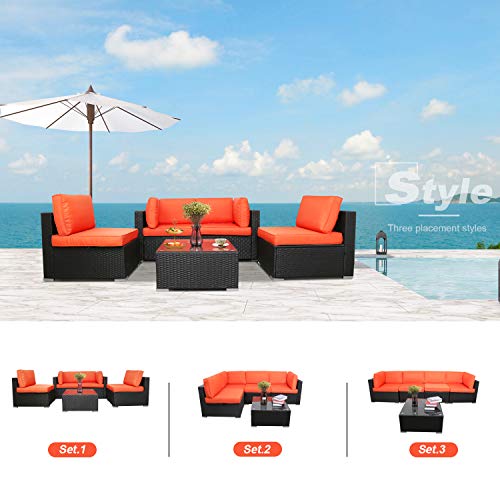 EXCITED WORK 5PCs Patio PE Rattan Sectional Sofa, Outdoor Wicker Furniture Sets with Washable Couch Cushions & Coffee… - Image 2