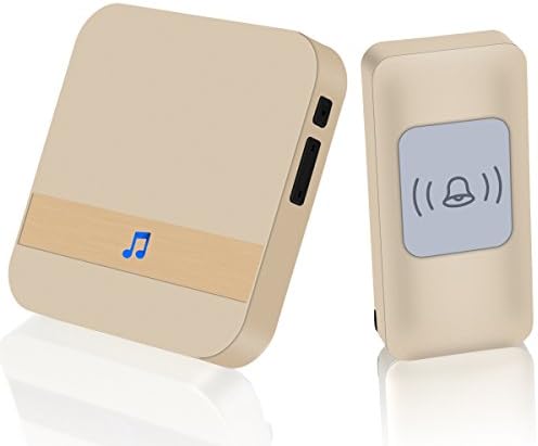 MZHOU Wireless Door Bell Door Chime Doorbell: Operating at Max 1000-feet Range with 52 Ringtones,1 Remote Button and 1 Plugin Receivers (Gold)