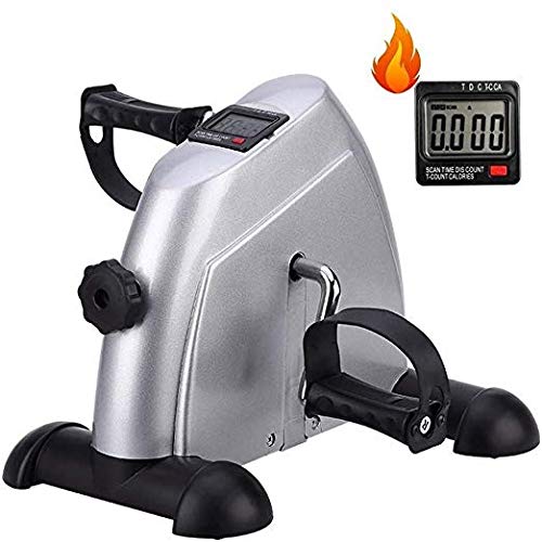 Mini-Exercise-Bike-Pedal-Exerciser-Digital-Under-Desk-Bike-Arm-Leg-Portable-Foot-Cycle-Peddler-Machine-with-LCD-Screen-DisplaySilver