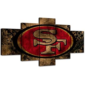 MIAUEN San Francisco 49ers Wall Pictures Canvas Art Poster Living Room Decor Sports Football Home Game Room Decoration Prints Framed Painting Ready to Hang(60''Wx32''H)