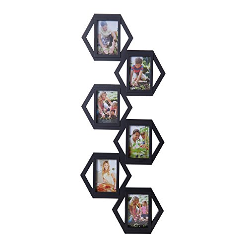 Melannco 6-opening hexagon collage frame, black, 37-inc…