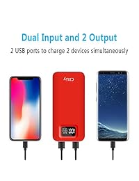 Portable Charger Power Bank High Capacity 24000mAh USB C Battery Pack Phone Charger Dual Output 2 Input Port Small Size LCD Display Compatible with Smart Phone, Tablet and Android Device