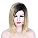 AISI HAIR Synthetic Bob Wig Ombre Blonde Wig Straight Hair Wigs for Black Women Side Part Two Color Wig Ombre Wig Heat Resistant Wigs