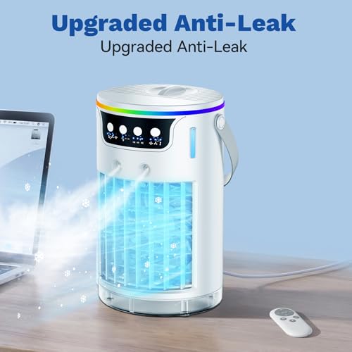 Portable Air Conditioners Fan, 1200ML Personal Evaporative Air Cooler with Water Tank, Ice Cooling Fan, Mini Desk Swamp Cooler for Bedroom, Office, Dorm, Home