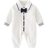 Luu Xianliang Baby Boys Gentleman Romper One-Piece Outfit 100% Cotton Tuxedo Style with Snap Closure (0-18 Months)