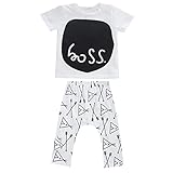 2pcs Newborn Toddler Kids Baby Boys Girls T-shirt Tops+Pants Outfits Clothes Set