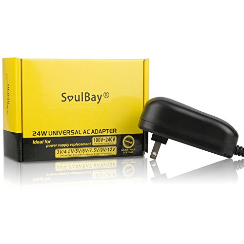 [Upgraded Version] SoulBay Universal AC/DC Adapter Multi-Voltage Regulated Switching Power Supply With 8 Selectable Adapter Plugs, For 3V To 12V Home Electronics - 2Amps Max