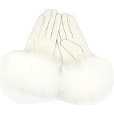 Sandy Ting Winter Women's Lambskin Leather Gloves with Fox Fur Trim Multicolor