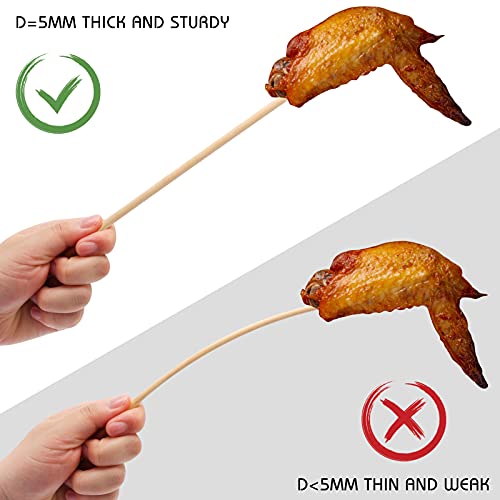 HANSGO Natural Bamboo Skewers, 8 Inch Wooden Skewers Barbecue Sticks for Appetiser, Fruit, Cocktail, Kabob, Chocolate Fountain, Grilling, 100PCS