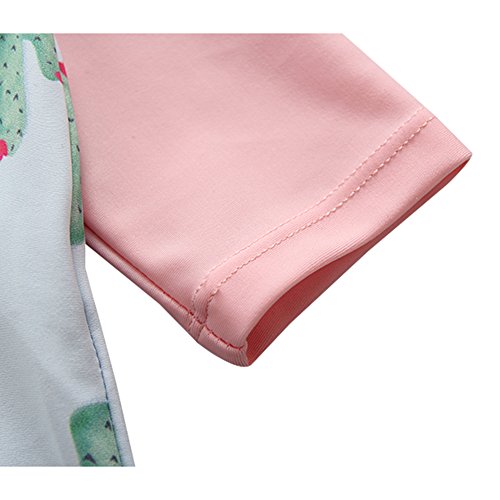 UV Sun Protective Baby Girls Swimsuit Long Sleeve Kids 3pcs Cactus Bathing Suit Rash Guards UPF 50+ Pink 3-4T