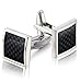 Jstyle Carbon Fiber Cufflinks for Men Shirt Unique Business Wedding White