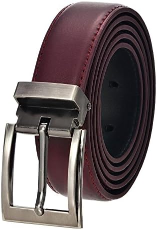 Men's Solid Leather Belt (42, Burgundy) Style #37