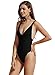 zeraca Women's Sexy Retro High Cut One Piece Monokini Swimsuits L14 Black