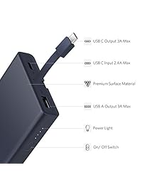 UGREEN USB C Batería 10000mAh Banco de energía con QC 3.0 2.0 Cable cargador externo rápido 18W para Samsung S10E S10 Plus S9 Nota 9, Nintendo Switch, Compatible para iPad Pro 2018 iPhone Xs Máx. 10 X 8 7