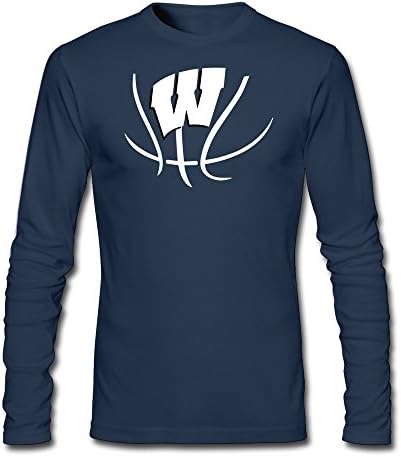 YAK Men's Wisconsin Badgers Baseketball Tshirt Navy 100% Cotton