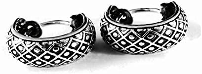 925 Sterling Silver Huggie Earring Vintage Fashion Filigree Hoop Teen Women Men 9/16" Diameter (14mm)