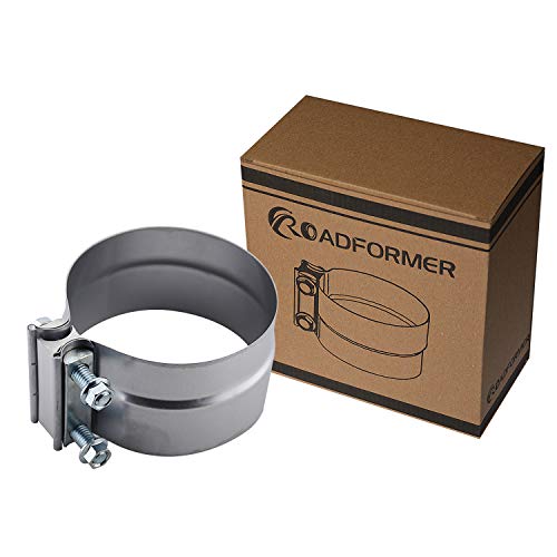 4" Lap Joint Exhaust Band Clamp - Preformed Aluminized Steel for 4" OD to 4" ID Exhaust Pipe, Muffler, Elbow and Exhaust Tubing Connection