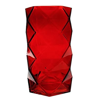 CYS EXCEL Glass Geometric Vase, Prism Vase, Honeycomb Vase (H-7.5", Open 3.75", 1PC) Red Glass Vase with a red Coating, Carnivorous Plants Container, Hexagon Design 41JDKNWX3XL. SS400