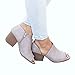 FISACE Women Slip On Fashion Cut Out Peep Toe Chunky Block Stacked Low Heel Ankle Booties