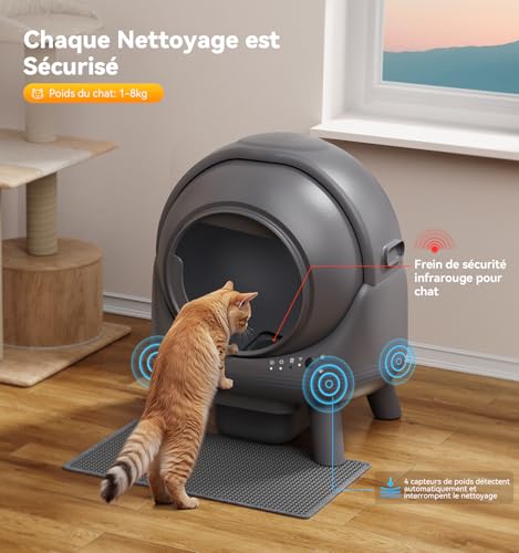Feelneedy Self-Cleaning Cat Litter, Automatic Litter Tray, Leak-Proof/Anti-Pinching/Triple Anti-Odour/Safety/APP Control/Easy Cleaning, Maximum Capacity 65 L