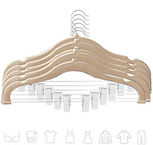 Premium Quality Velvet Pants Hanger Set of 26 - Ultra-Thin No Slip Velvet Skirts Hangers - Swivel Hooks, Space Saving Clothes Hangers - Great For Skirts, Dresses, Suits, Shirts & More - Slim IVORY