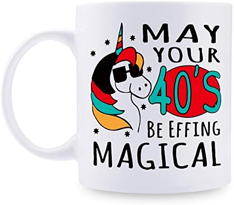 40th Birthday Gifts for Women - 1979 Birthday Gifts for Women, 40 Years Old Birthday Gifts Coffee Mug for Mom, Wife, Friend, Sister, Her, Colleague, Coworker - 11oz(40's Unicorn Birthday Mug)
