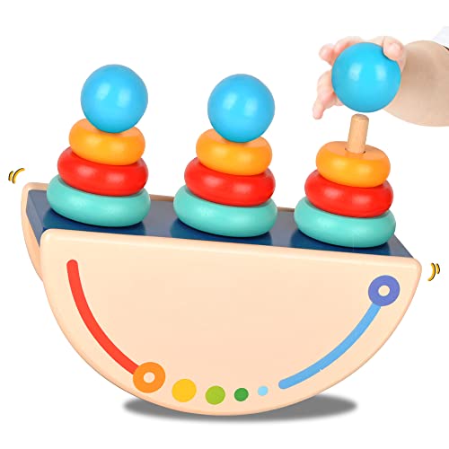 JUZBOT Montessori Toys for 1 Year Old, Wooden Stacking Toys for for