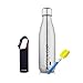 T-TOPER Insulated Double Wall Vacuum Stainless Steel Cola Shaped Water Bottle, 17 oz (silver)
