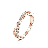 DIFINES Redbarry Fashion Criss Cross X 18k Gold Plated CZ Diamond Promise Eternity Rings Wedding Band, Gift for Woman/Girl Love, Thanks, Christmas, New Year
