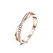 Redbarry Fashion Criss Cross X 18k Gold Plated CZ Diamond Promise Eternity Rings Wedding Band