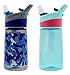 Contigo 14oz Autospout Striker Kids Water Bottle, Electric Blue Camo & Aqua Float (2 Pack)