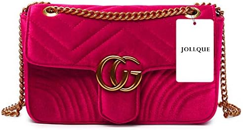 JOLLQUE Women's Leather Shoulder Bag,Velvet Crossbody Bag