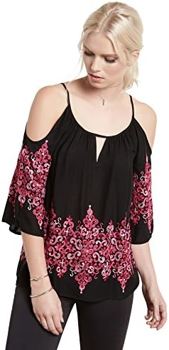 Fifteen Twenty Black Cold Shoulder Embroidered Top