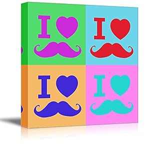 Canvas Wall Art - Multi-Color Pop Art with I Love Beard - Giclee Print Gallery Wrap Modern Home Art Ready to Hang - 12" x 12"