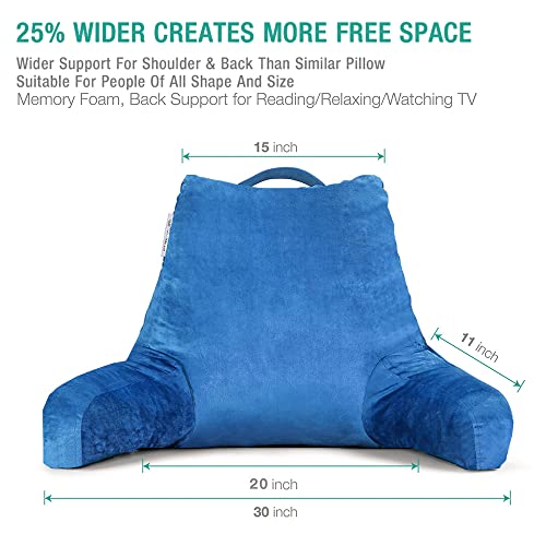 Vekkia Reading & Bed Rest Pillow with Support Arms, Pockets, Memory