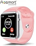 Aosmart Bluetooth Touch Screen Smart Wrist Watch Phone with Camera - Pink