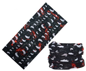 LEFV 16-in-1 Headband Ocean Design Versatile Magic Scarf Tube Headwear Seamless Neck Gaiter Balaclava Helmet Liner Face Mask for Outdoor Sports Activity Black Shark