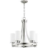 Quorum 6207-5-65 Contemporary Modern Five Light Chandelier from Lancaster Collection in Pewter, Nickel, Silver Finish,