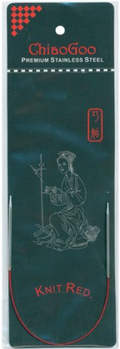 Chiaogoo Stainless Steel Regular Red Circular Knitting Needles: US Size 0, 9-Inch Cable (Metric Size 2, 23cm Cable)