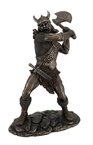 Bronze Finish Viking Warrior Wielding Ax Statue Sculpture