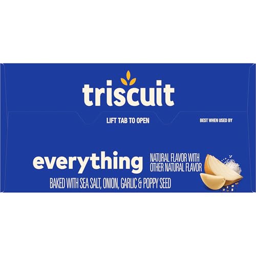 TRISCUIT EVERYTHING WHOLE GRAIN WHEAT CRACKERS, LUNCH SNACKS, SNACK CRACKERS, 8.5 OZ