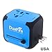 DuaFire Travel Adapter, Universal Power Adapter Plug International Wall Charger with Dual USB Ports and AC Socket for USA EU UK AU CN (Blue)