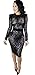 Kearia Womens Sexy Black Sequin Scoop Neck Long Sleeve Bodycon Party Midi Dress Black XLarge