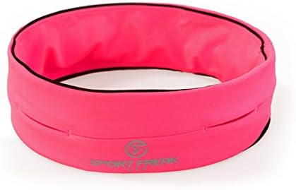 Running and Fitness Belt by Sport Freak USA - Workout Belt - Running Waist Pack Bounce Free Belt (Pink, X-Large)