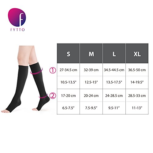Fytto 15-20mmHg Knee High, Open Toe Compression Microfiber Hosiery - Support for Travel, Varicose Veins & Pregnancy, Slip-Resistant, Tan, Large