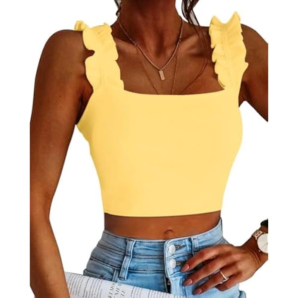 Floerns Women's Summer Sleeveless Tank Top - Ruched Square Neck Going Out Top, Floral Print - View #10