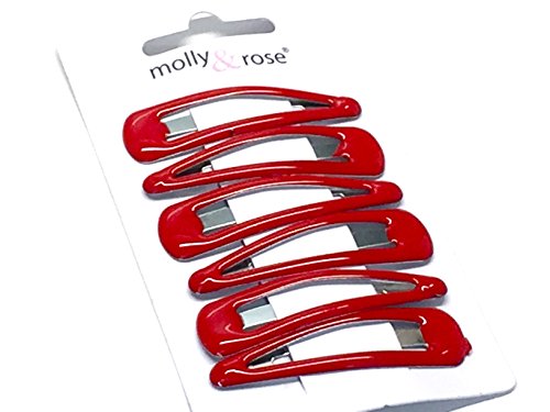 La Peach Fashions Girls Epoxy Coated School Colour Snap Clips Hair Clip Sleepies Size 5 cm (Red)