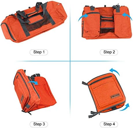 Travel Duffel Bag, 55L Foldable Duffle Bag with Shoes Compartment Packable Weekender Bag for Men Women Water-proof & Tear Resistant HIKISS-Orange 6 Travel Duffel Bag, 55L Foldable Duffle Bag with Shoes Compartment Packable Weekender Bag for Men Women Water-proof & Tear Resistant HIKISS-Orange